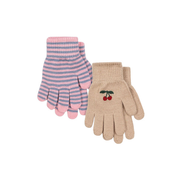 2 Pack Filla Gloves, cherry/stripe, Konges Sløjd