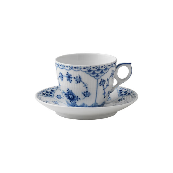 Musselmalet Halvblonde kop med underkop 17 cl Musselmalet Halvblonde kop med underkop 17 cl, Royal Copenhagen