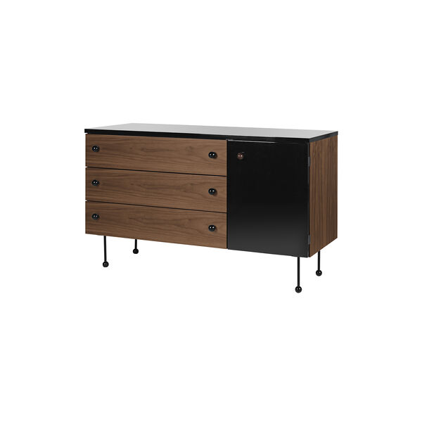 62 Sideboard 3 Drawer, walnut/black, GUBI