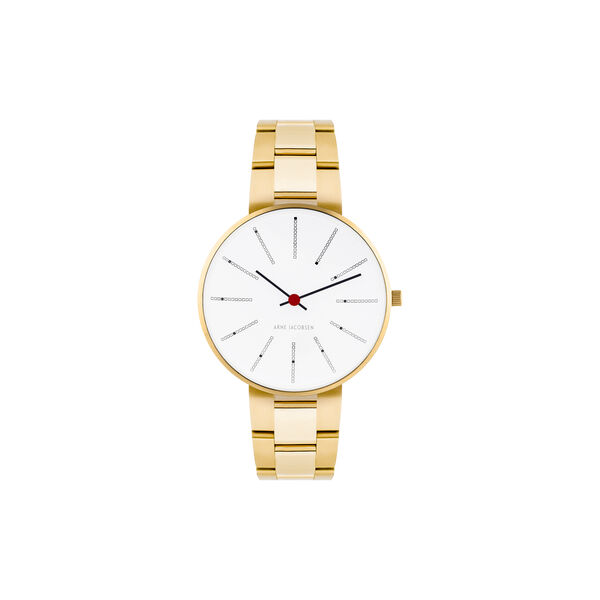 Bankers armbåndsur, white/gold/gold, Arne Jacobsen Watches