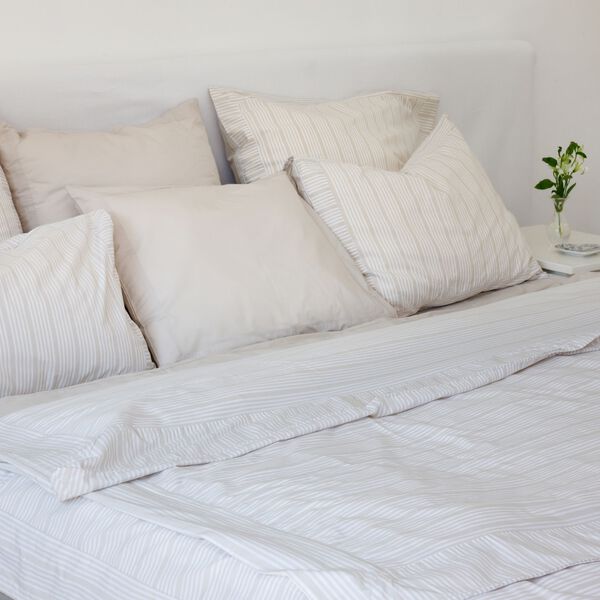 Dynes&aelig;t, sand beige striber, Home by Ilse Jacobsen