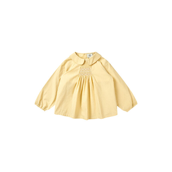 Blouse LS w. Smock Emb., Copenhagen Colors Organics