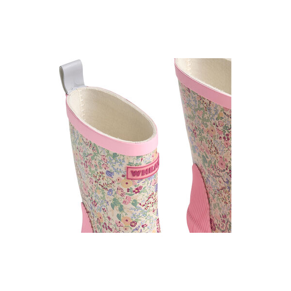Rubber Boot Welly, cool sky flowers, Wheat