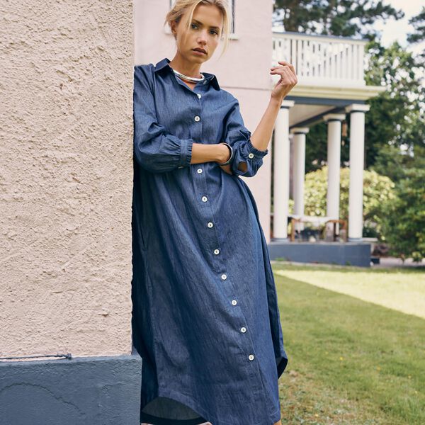 Joy Shirt Dress, blue denim, CARE BY ME