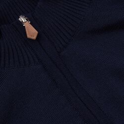 Sweater Knitted Half Zip Merino Wool, navy, Stenströms