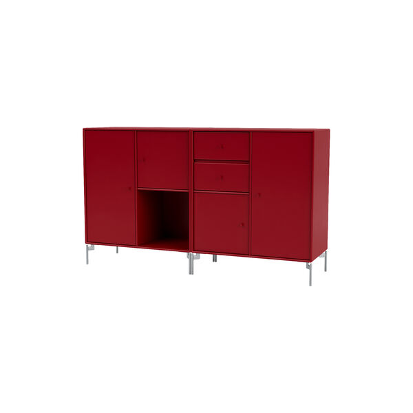 COUPLE bred sk&aelig;nk med ben i krom, 165 beetroot, Montana Furniture