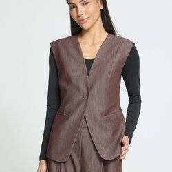 IHJUMI Waistcoat, coffee bean melange, ICHI