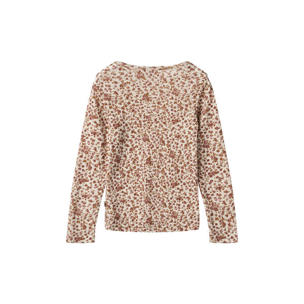 Wool T-Shirt L/S Alfie, 2475 rose flowers, Wheat