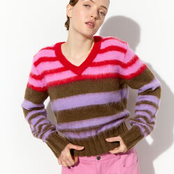 Farah Knit Blouse, cocoa rib, HUNK&Oslash;N