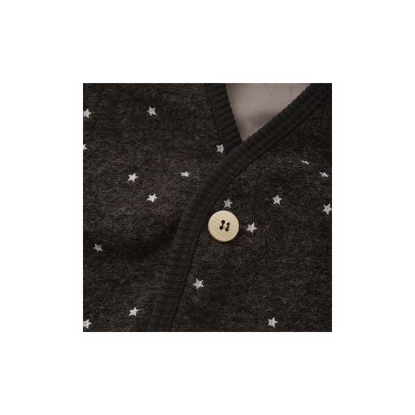 Vest Wool Emb. with Lining, dark brown melange, HUTTEliHUT