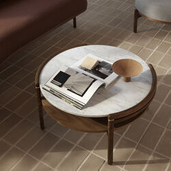 RF1905 Sideways sofabord, olieret valnød/Carrara marmor, Carl Hansen & Søn