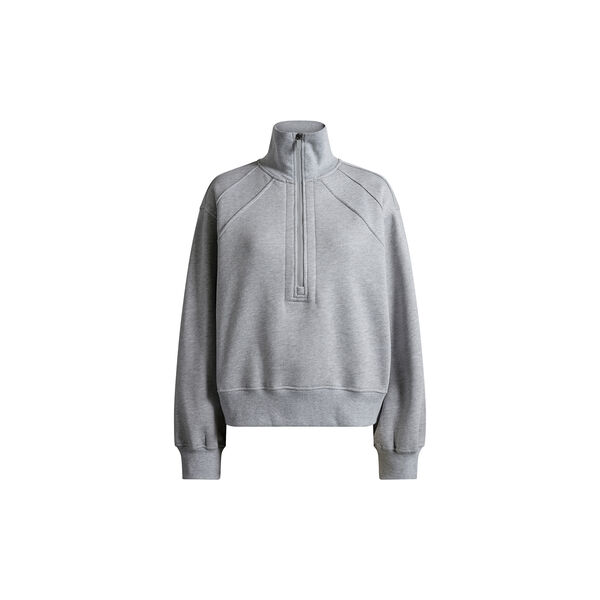 Air Sweatshirt med halv lynl&aring;s, grey melange, Cartel Copenhagen