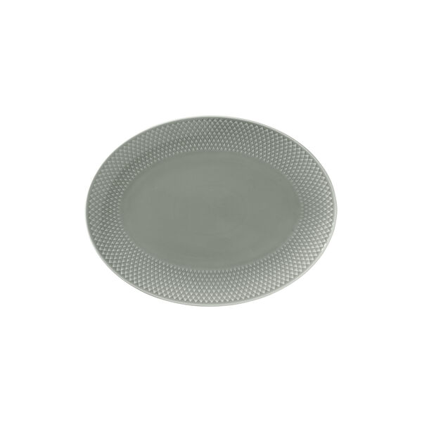 Rhombe Earth Ovalt serveringsfad, moss, Lyngby Porcelæn