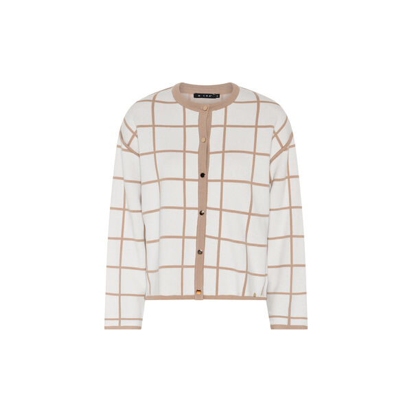 Cardigan Chic Check Knit | Off White/Camel | Cardigan, Micha
