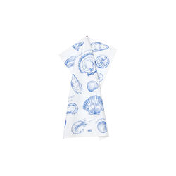 Shell Printed Organic Cotton Kitchen Towel, white/blue, Lexington