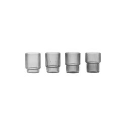 Ripple Small Glasses 4 pcs, smoked grey Ripple Small Glasses 4 pcs, smoked grey, ferm LIVING