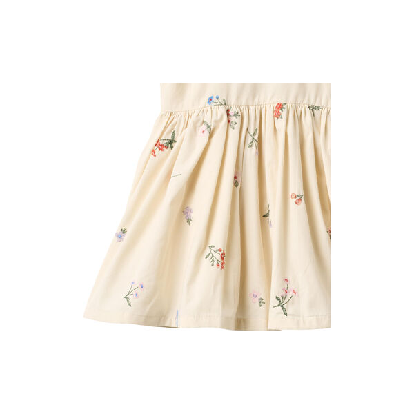 Pinafore Wrinkle Sienna, ivory embroidery flowers, Wheat