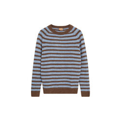 MMGCarlos Stripe Crew Neck Knit, chocolate brown melange, MOS MOSH Gallery