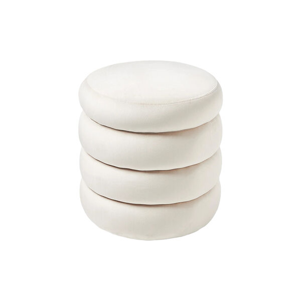 Alto puf med opbevaring, fjøjl off white, Westwing Collection