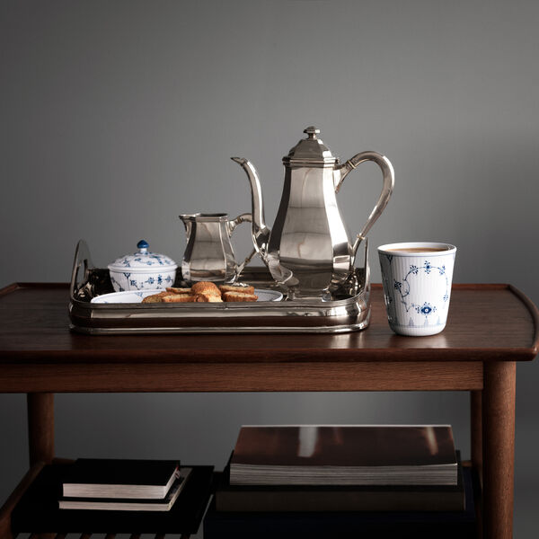 Musselmalet Riflet sukkerskål med låg, Royal Copenhagen