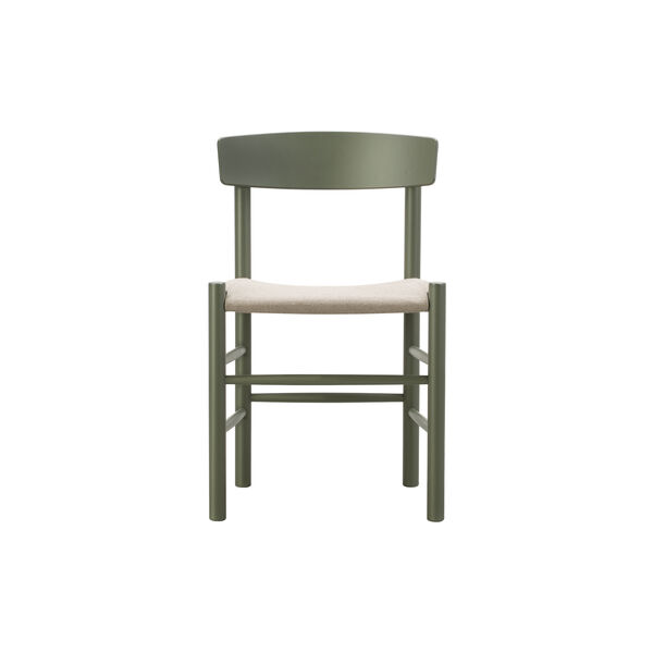 J39 Mogensen s&aelig;depolstret stol, khaki green/natur kanvas, Fredericia Furniture