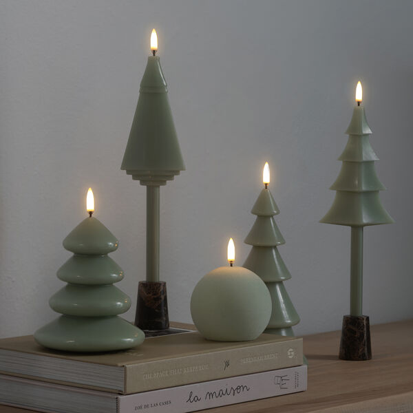 LED Smooth mini taper tree candle | Sage green, Uyuni Lighting