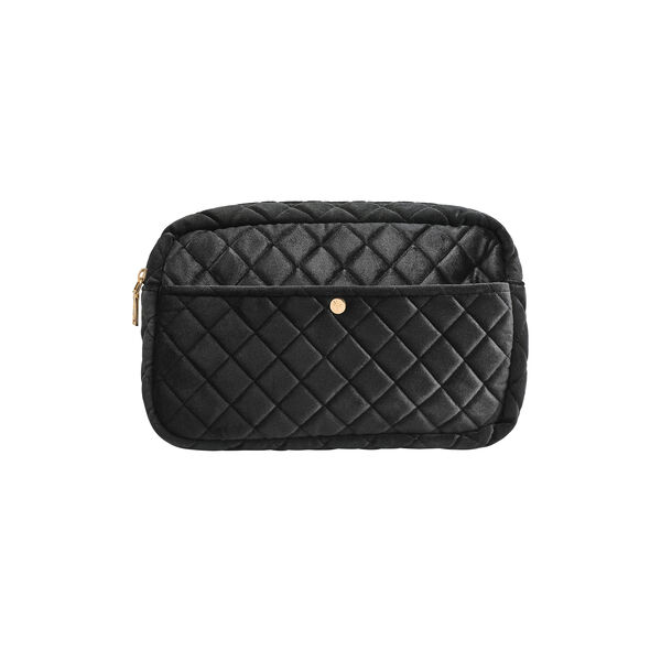 Toilettaske large, black velvet, Fan Palm