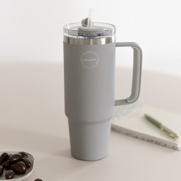 Thermo Cup With Straw, light grey Thermo Cup With Straw, light grey, AYA&IDA