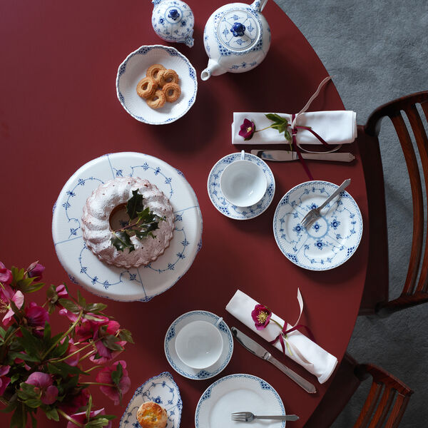 Musselmalet Halvblonde sukkerskål med låg 20 cl, Royal Copenhagen