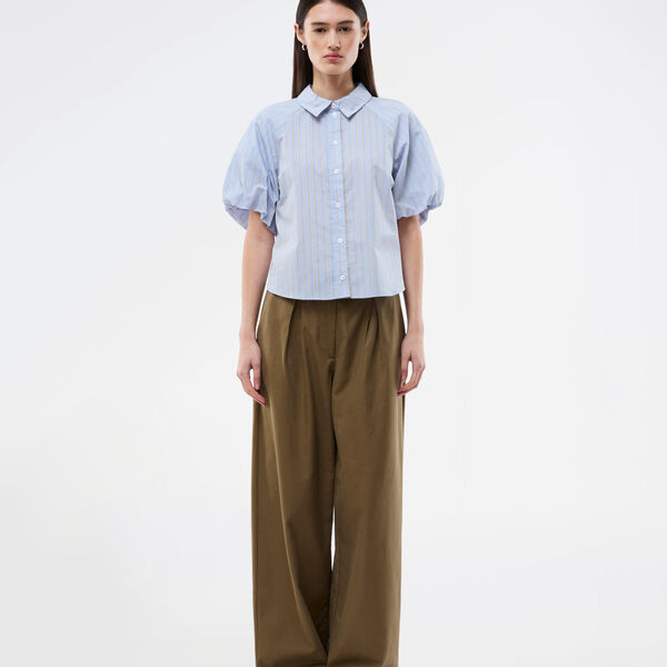 Augustamd shirt, blue brown stripe, Modstr&ouml;m