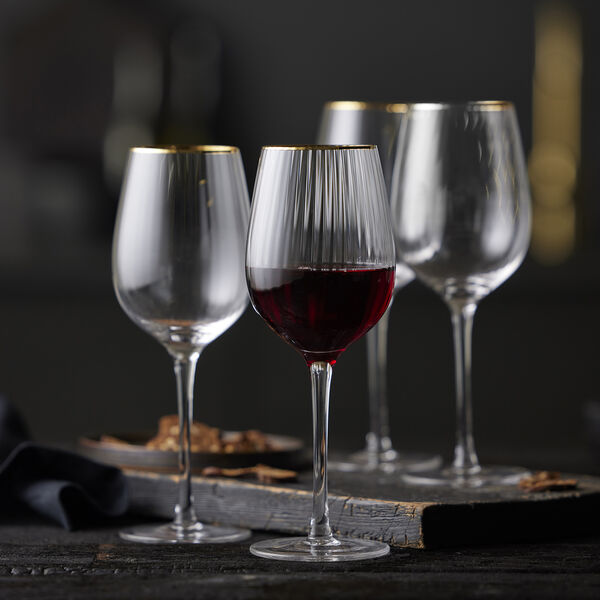Palermo Gold rødvinsglas 4 stk. Palermo Gold rødvinsglas 4 stk., Lyngby Glas