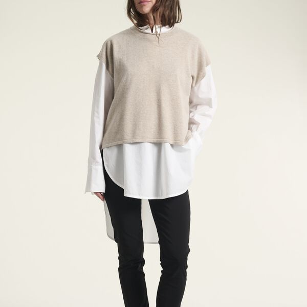 Kumo cashmere &aelig;rmel&oslash;s bluse, ivory melange, BITTE KAI RAND