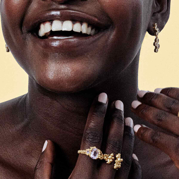 MOONLIT SECRET RING, forgyldt/lyselilla, House of Vincent