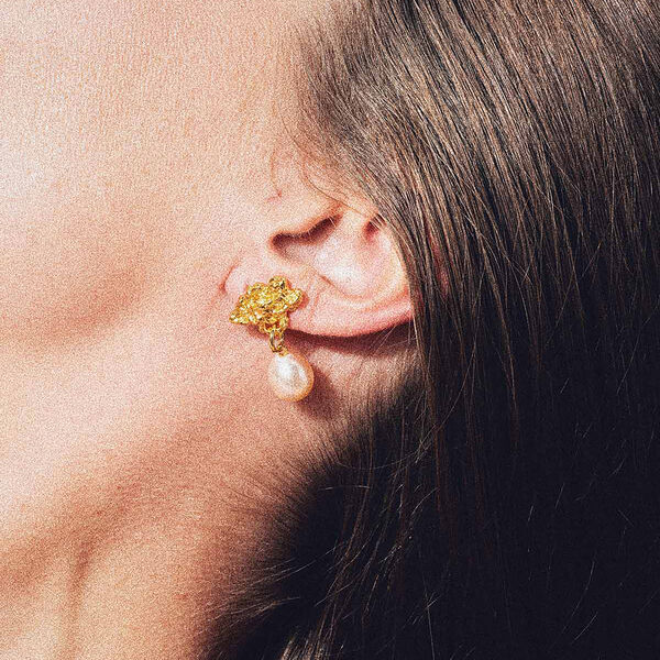 HOLLOW CLOUD ØRERINGE, forgyldt/lyserød, House of Vincent