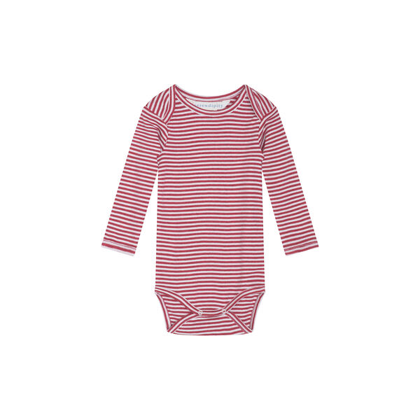 Baby Body Stripe | Ruby/Offwhite | Bodystocking, Serendipity