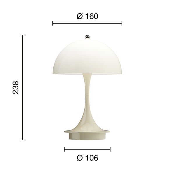Panthella 160 Portable bordlampe, opal beige, Louis Poulsen