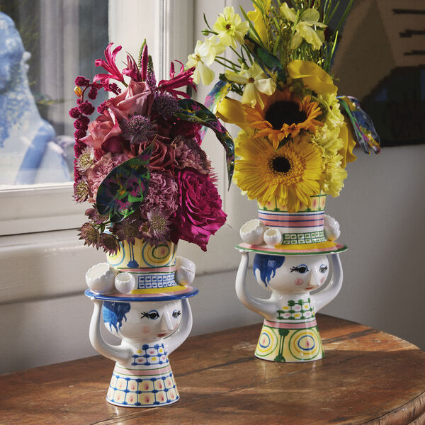 Lady with Hat vase, blå, Bjørn Wiinblad