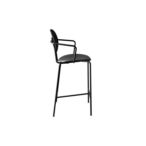 PIET HEIN Counter Chair with Arms, black lacquered oak/Solid Black 509 PIET HEIN Counter Chair with Arms, black lacquered oak/Solid Black 509, Sibast Furniture