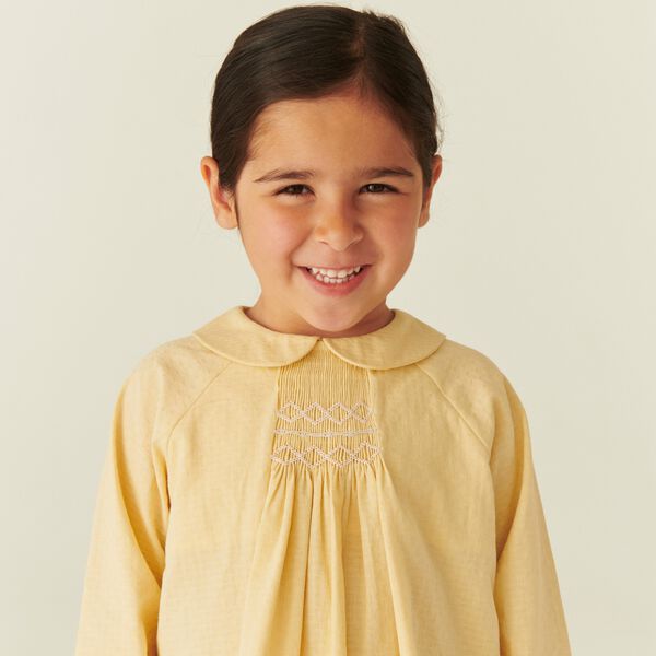 Blouse LS w. Smock Emb., Copenhagen Colors Organics