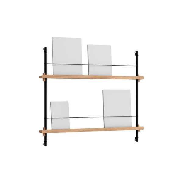 Magazine Shelving Small, oak/black, MOEBE