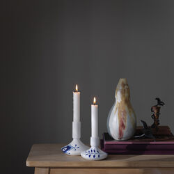 Bl&aring; Mega Riflet lysestager 8 cm, Royal Copenhagen