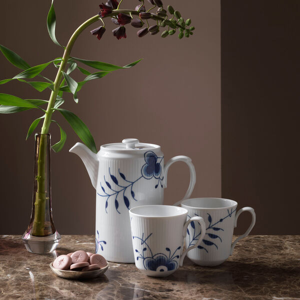 Bl&aring; Mega Riflet kande med l&aring;g 110 cl, Royal Copenhagen