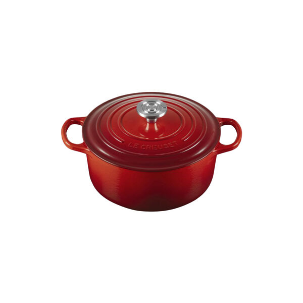 Signature st&oslash;bejern rund gryde | 24 cm | Cerise, Le Creuset