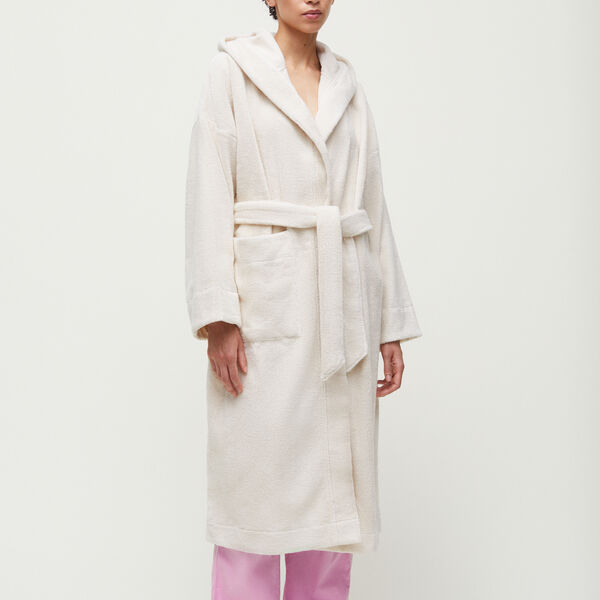 Hooded Bathrobe Terry, pure ecru, Aiayu