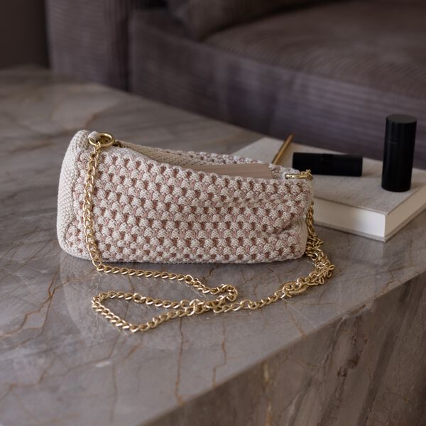 Strikket Clutch Kæde Multi, beige-rose-brown, By LOHN