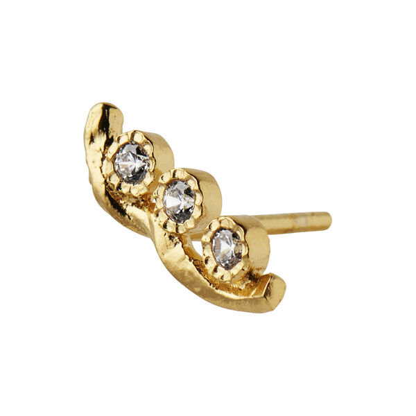 Flow Earring with Three Stones Single, gold Flow Earring with Three Stones Single, gold, Stine A Jewelry
