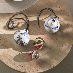 Blå Mega Riflet og Prinsesse julekugle sæt 2 stk., Royal Copenhagen