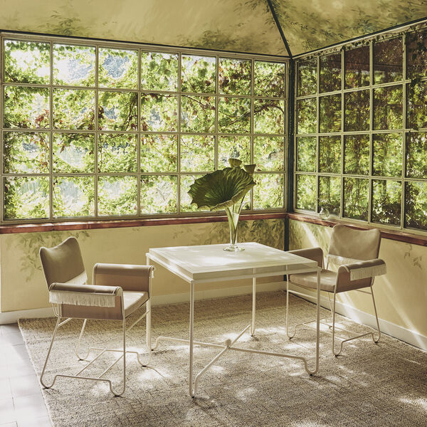 Tropique Dining Chair with Fringes, Leslie Limonta 12/classic white semi matt, GUBI