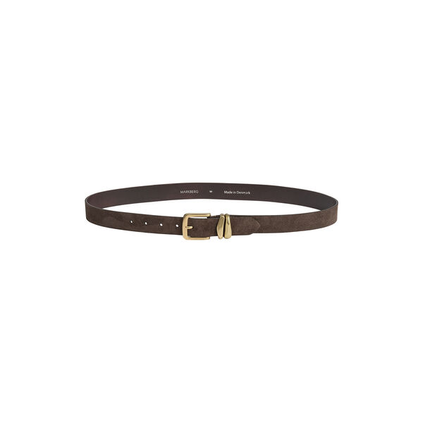 AdleyMBG Belt Suede, dark brown w/br. gold, Markberg
