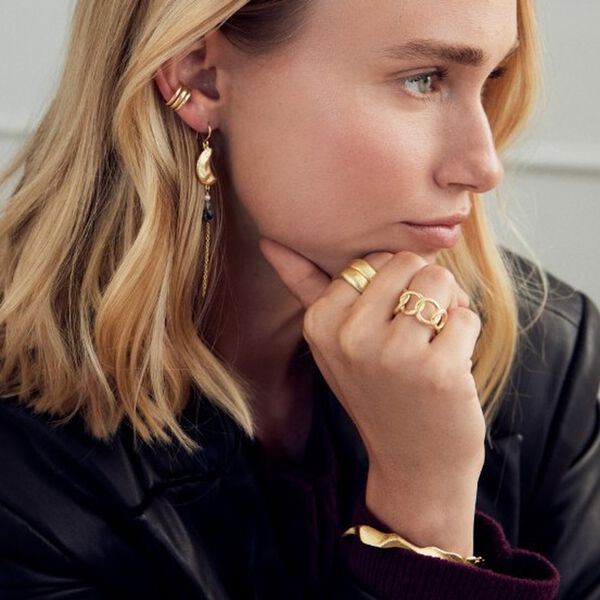 Noelle øreringe, forgyldt/grå, Pure by Nat